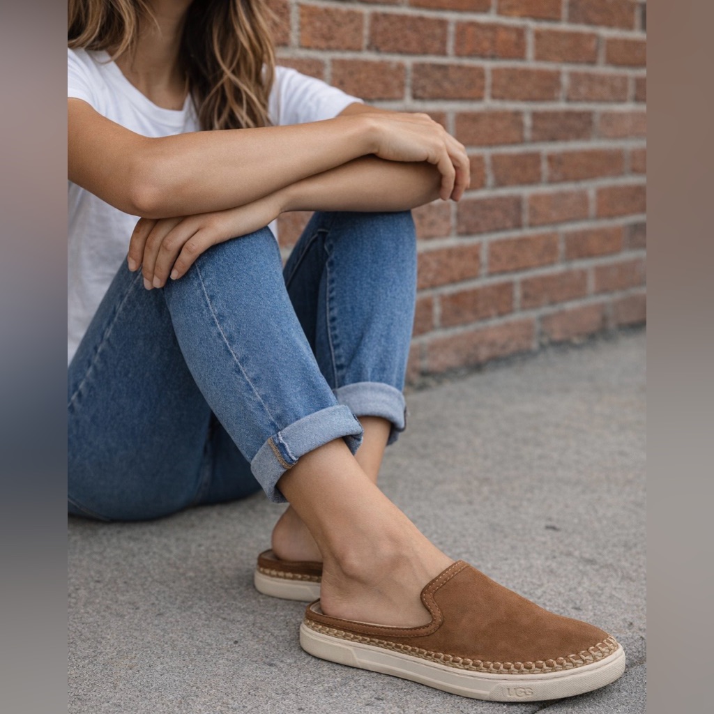 Ugg Caleel Brown Suede Slip-On Mule Cognac Brown Women’s 8
